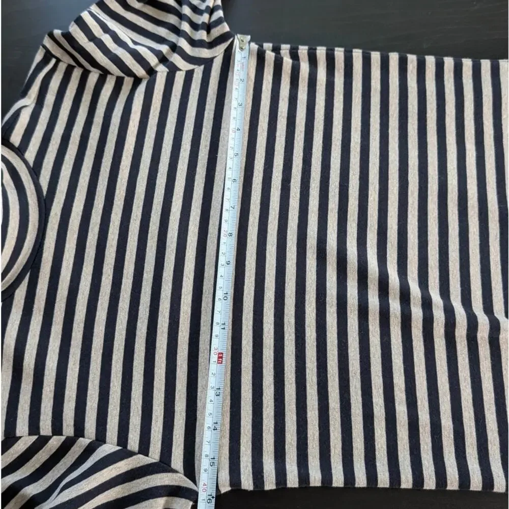 Muji Black/Cream Cotton Striped Turtleneck Long Sleeve Top, size S - Picture 5 of 8